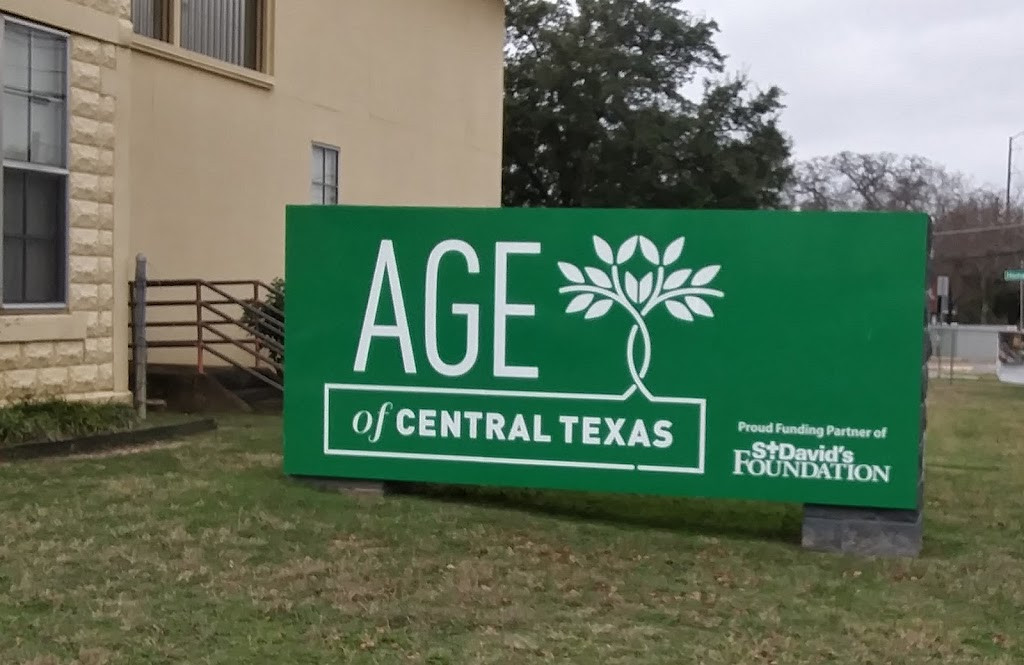 a sign that says age of central texas