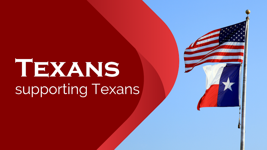 a flag flying in the air with the words texans supporting texans